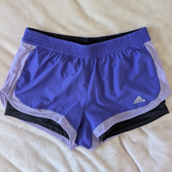 3/$30 Adidas purple lined athletic running shorts - Picture 1 of 8